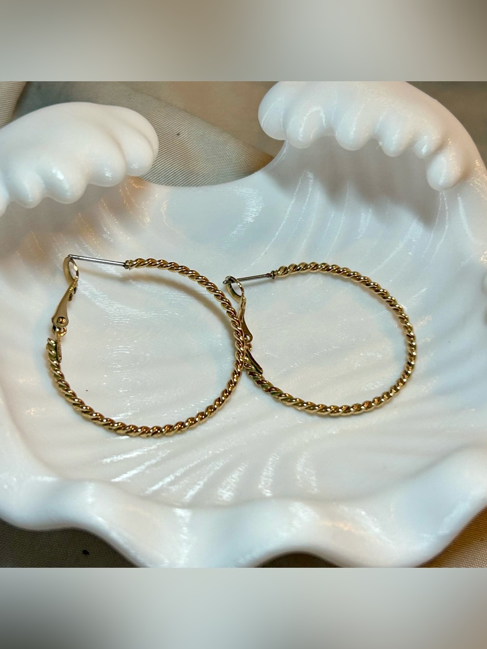 Gold Twisted Hoop Earrings - Women's Jewelry